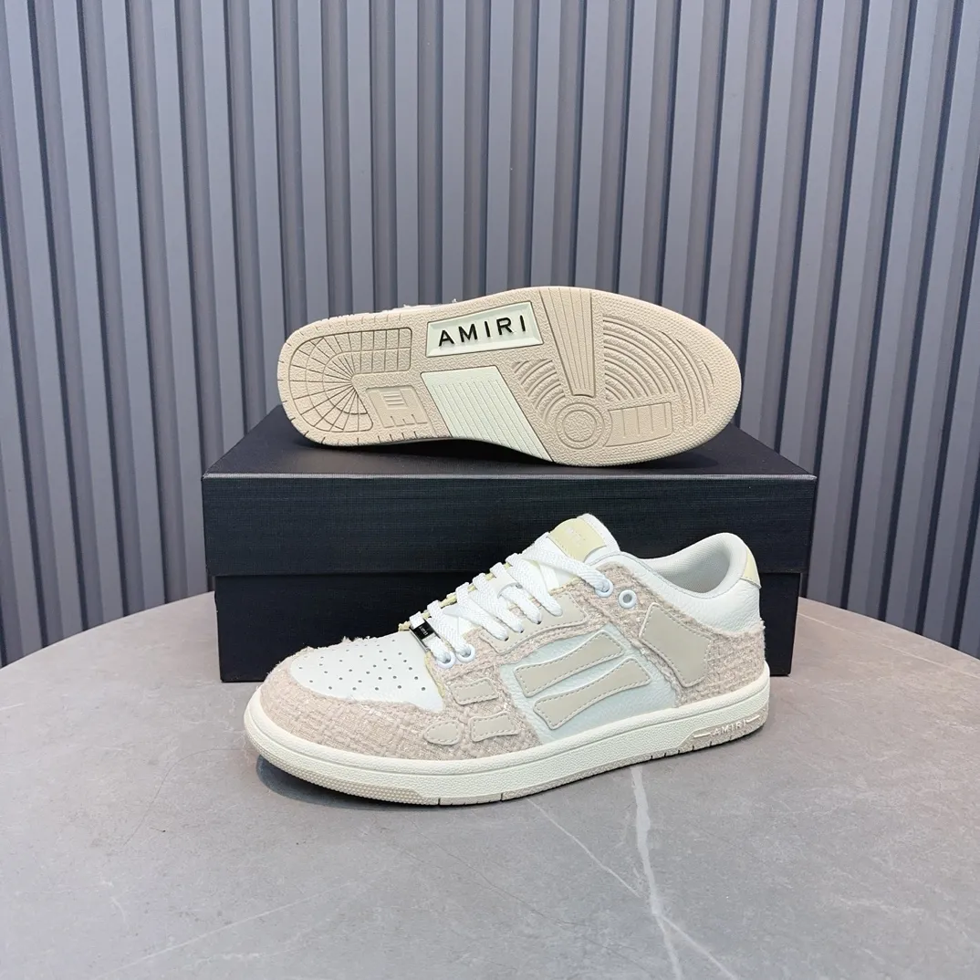 Men's men's shoes 💰600 AMIRI high street sneakers with bone sports shoes, toe layer cowhide upper, upper side bones, hand-stitched, good three-dimensional effect, customized metal LOGO, size 38-45 46